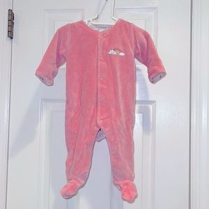 Noomie Pink Pajama Velour Outside, cotton inside 0-3 months